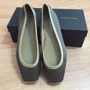 NWT BCBG Max Azria Black Striped Ballet Flats 7.5